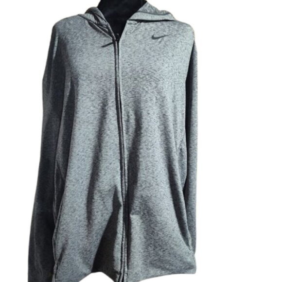 Men's Nike Dri-Fit Full Zip Hooded Sweatshirt Track Jacket Size Large Gray - Picture 2 of 10